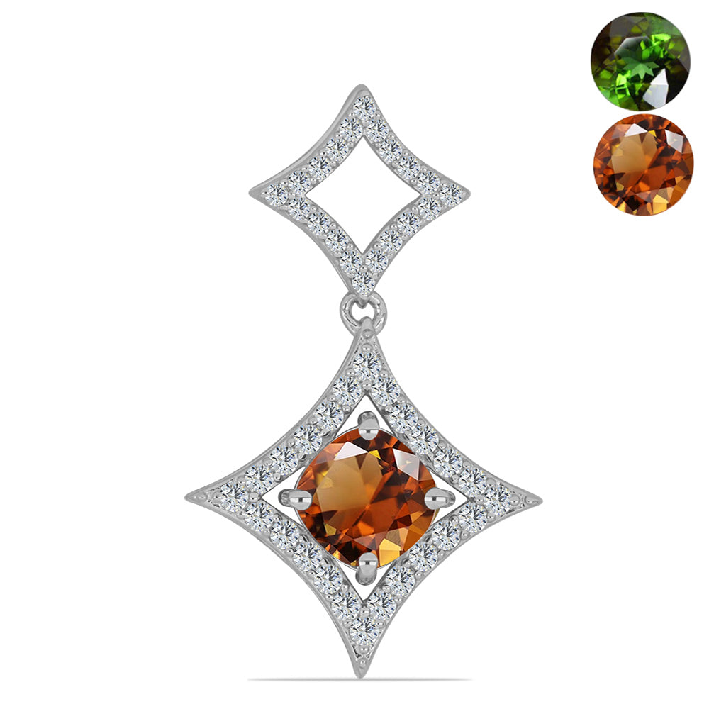 Silberanhänger mit zertifiziertem laborgezüchteten Zultanit aus Anatolien und weißem Topas 1 