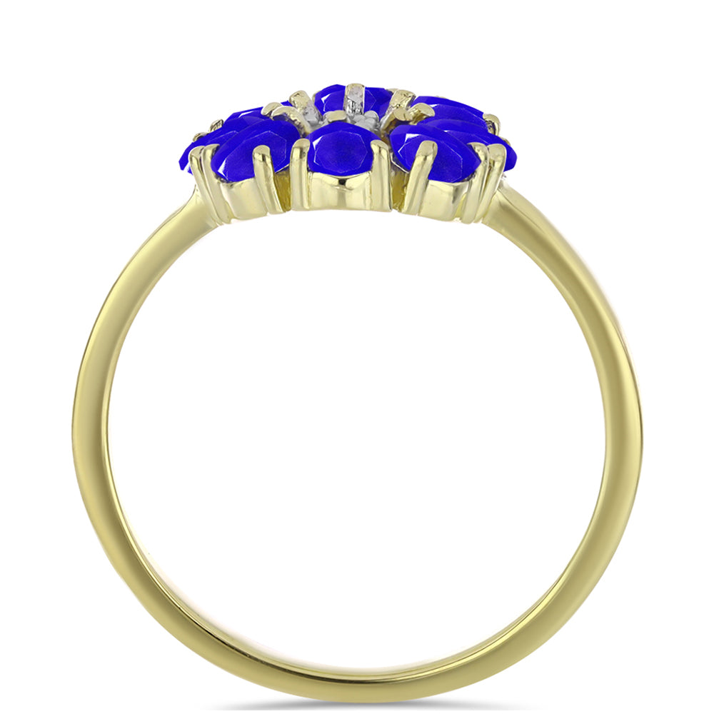 Goldplattierter Silberring mit blauem Achat und weißem Topas 2 