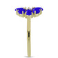 Goldplattierter Silberring mit blauem Achat und weißem Topas