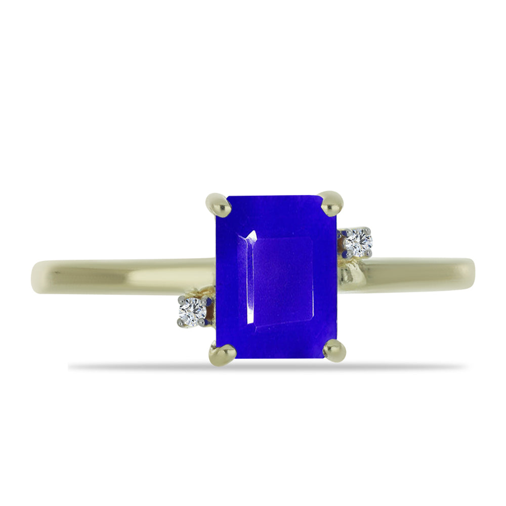 Goldplattierter Silberring mit blauem Achat und weißem Topas 1 