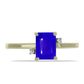 Goldplattierter Silberring mit blauem Achat und weißem Topas