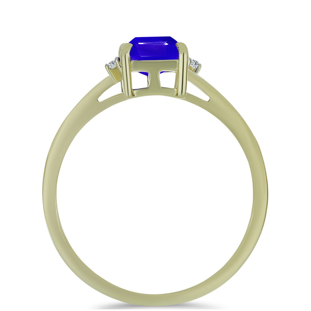 Goldplattierter Silberring mit blauem Achat und weißem Topas 2 