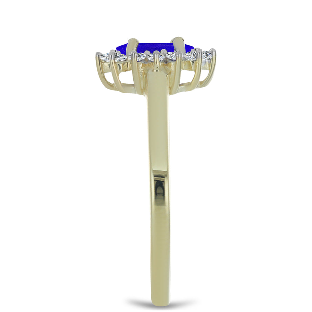 Goldplattierter Silberring mit blauem Achat und weißem Topas 4 