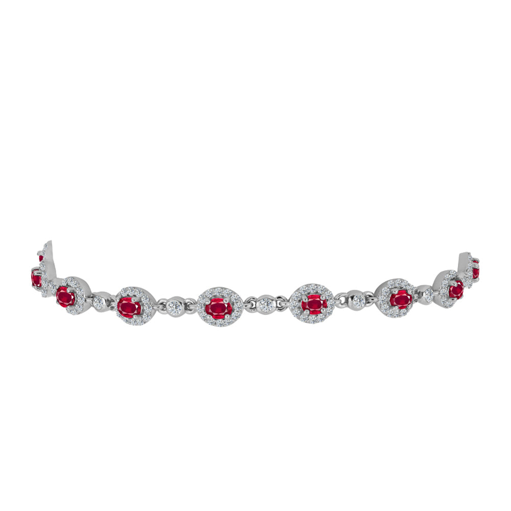 Silberarmband mit Rubin aus Madagaskar und weißem Topas 2 