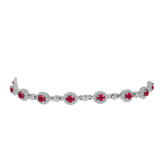 Silberarmband mit Rubin aus Madagaskar und weißem Topas