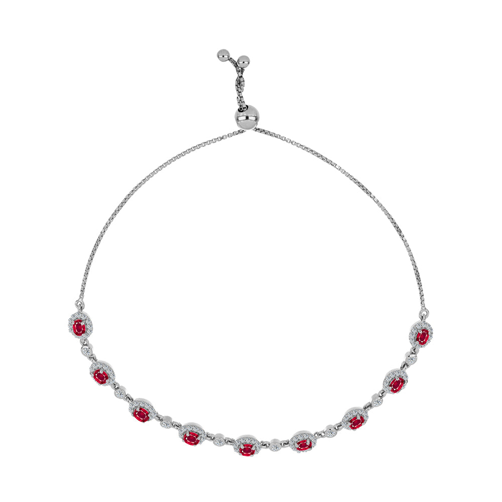 Silberarmband mit Rubin aus Madagaskar und weißem Topas 1 