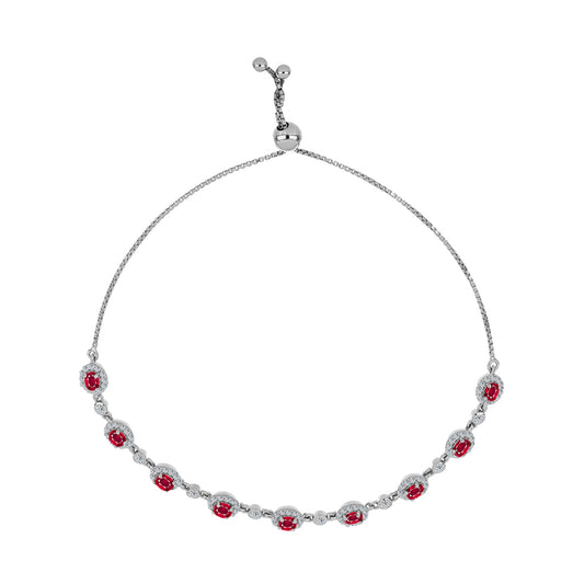 Silberarmband mit Rubin aus Madagaskar und weißem Topas