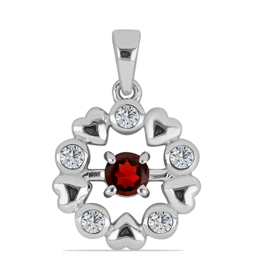 Silberanhänger mit Barton Granat und weißem Topas