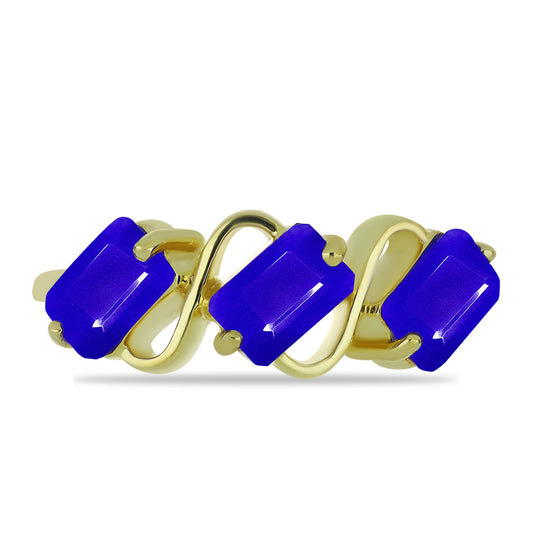 Goldplattierter Silberring mit blauem Achat