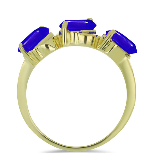 Goldplattierter Silberring mit blauem Achat