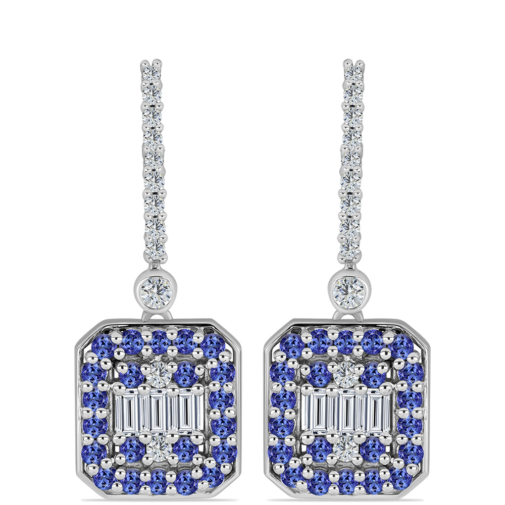 Silberohrringe mit Tansanit und weißem Topas