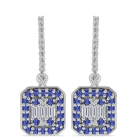 Silberohrringe mit Tansanit und weißem Topas