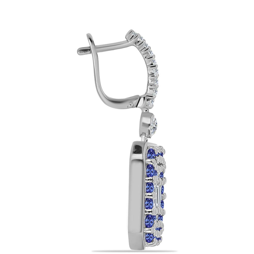 Silberohrringe mit Tansanit und weißem Topas