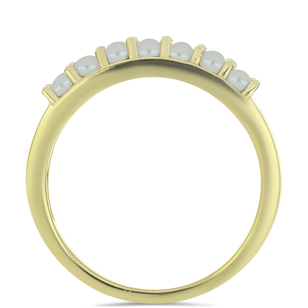 Goldplattierter Silberring mit weißer Süßwasserperle und Rubin aus Madagaskar 3 