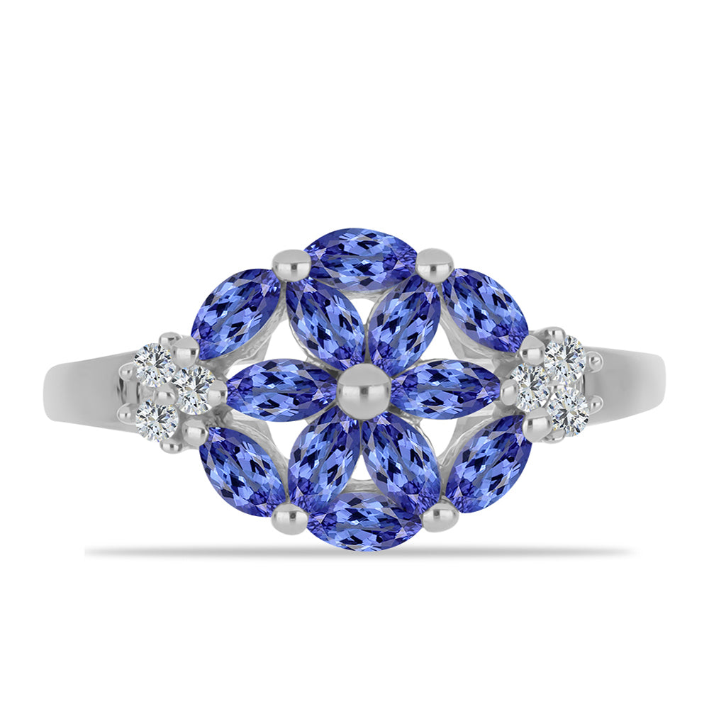 Silberring mit Tansanit und weißem Topas 1 