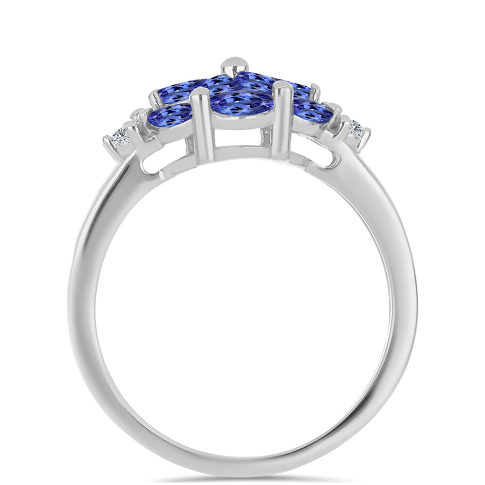 Silberring mit Tansanit und weißem Topas