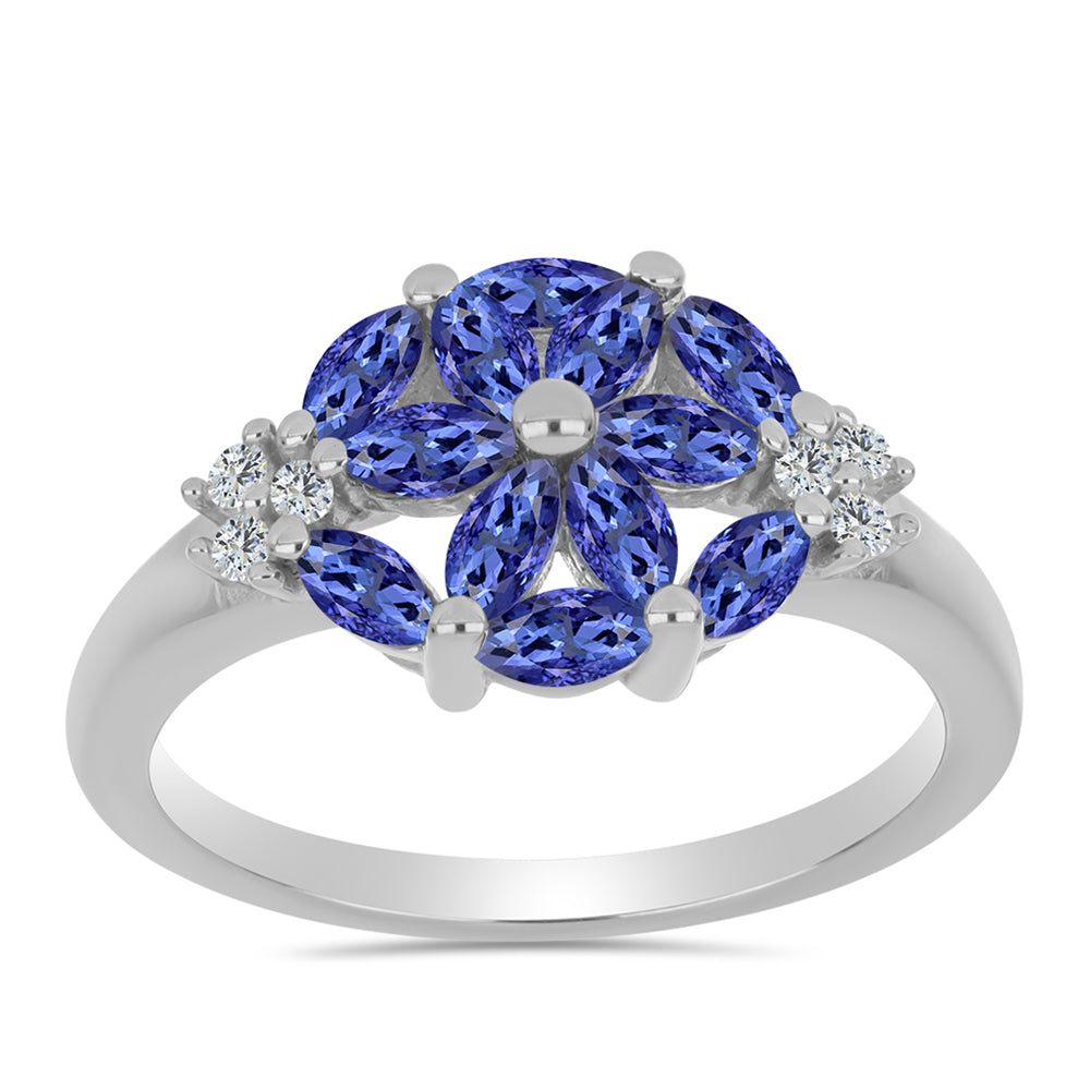 Silberring mit Tansanit und weißem Topas 3 