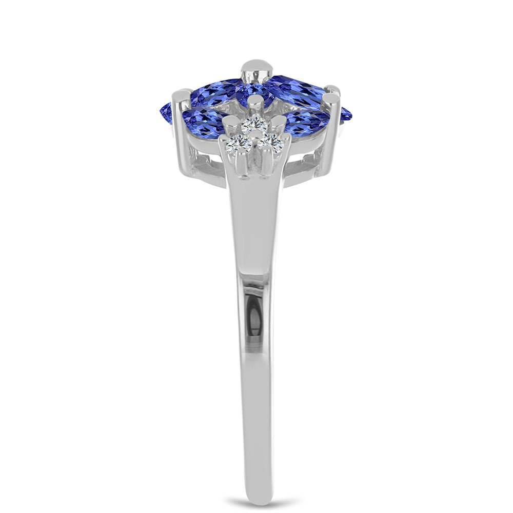 Silberring mit Tansanit und weißem Topas 4 