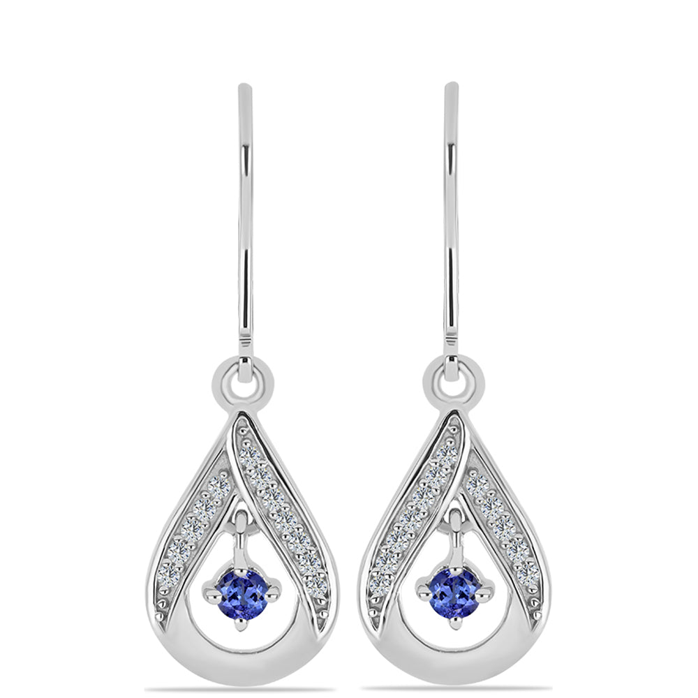 Silberohrringe mit Tansanit und weißem Topas