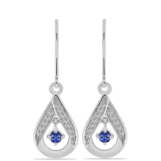 Silberohrringe mit Tansanit und weißem Topas