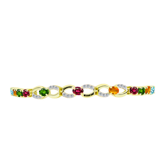 Goldplattiertes Silberarmband mit Chakra Turmalin und weißem Topas