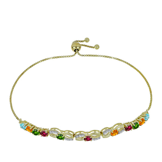 Goldplattiertes Silberarmband mit Chakra Turmalin und weißem Topas
