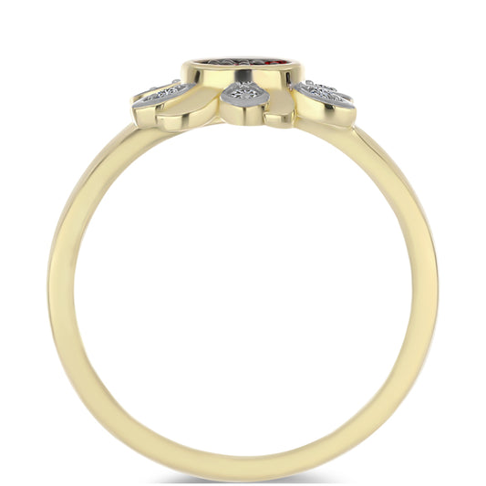 Goldplattierter Silberring mit rotem Diamant und weißem Diamant