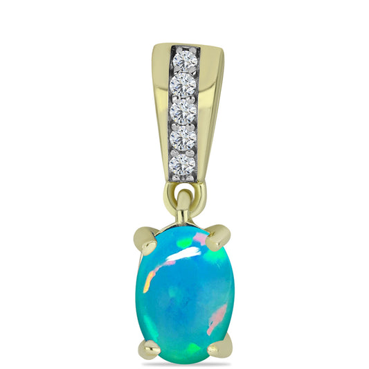 Goldplattierter Silberanhänger mit äthiopischem Paraiba-Blauopal und weißem Topas