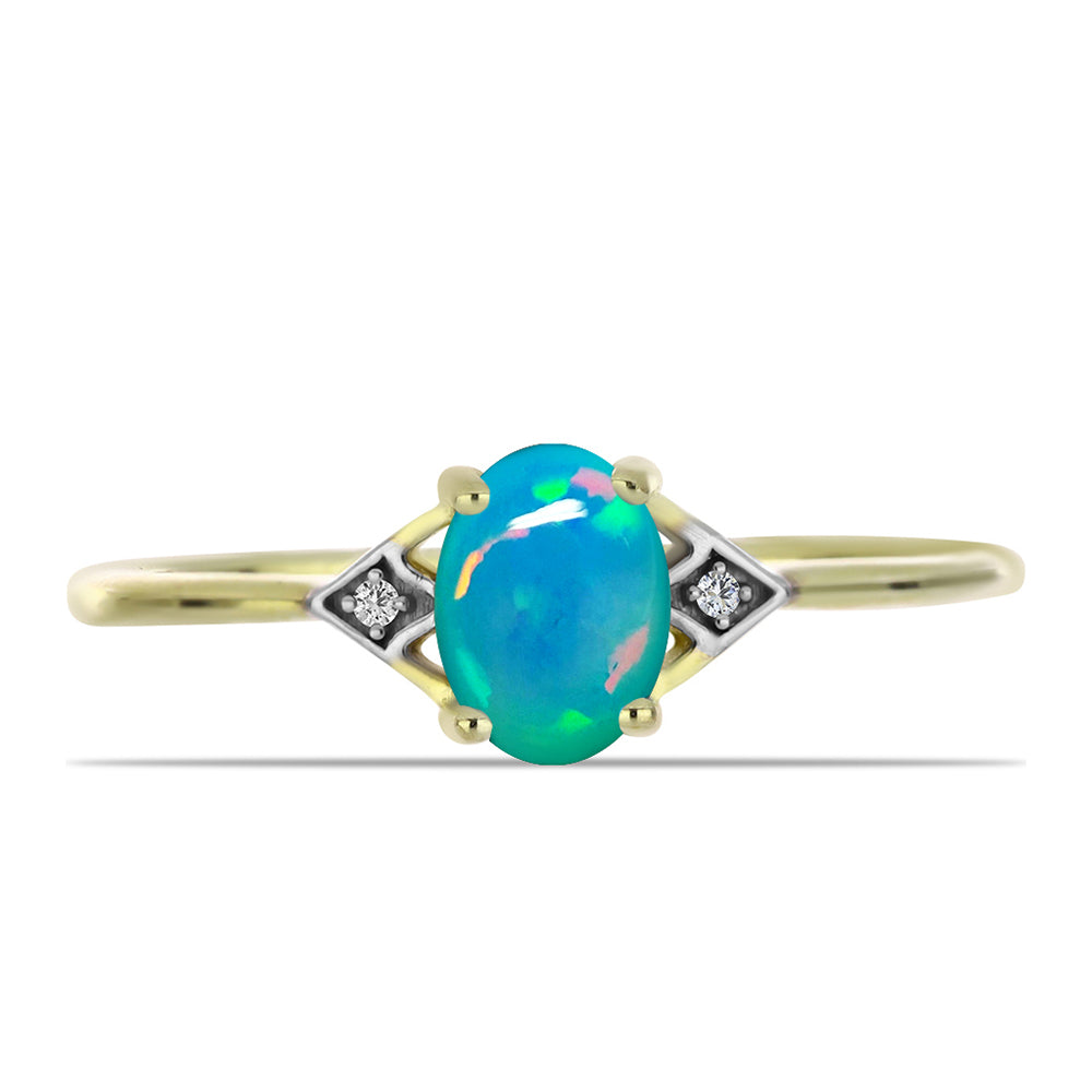 Goldplattierter Silberring mit äthiopischem Paraiba-Blauopal und weißem Topas