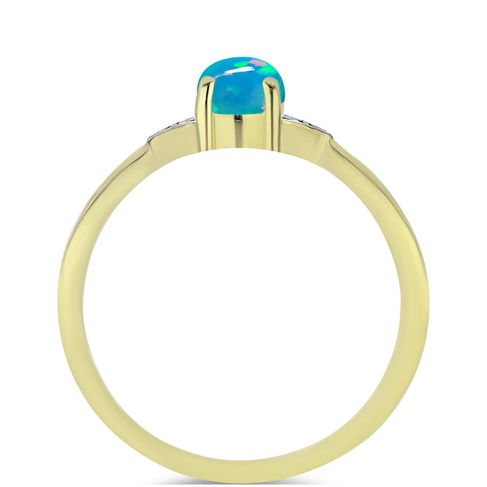 Goldplattierter Silberring mit äthiopischem Paraiba-Blauopal und weißem Topas 2 