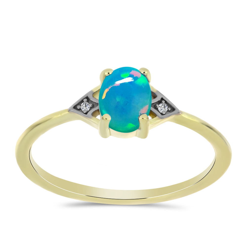 Goldplattierter Silberring mit äthiopischem Paraiba-Blauopal und weißem Topas