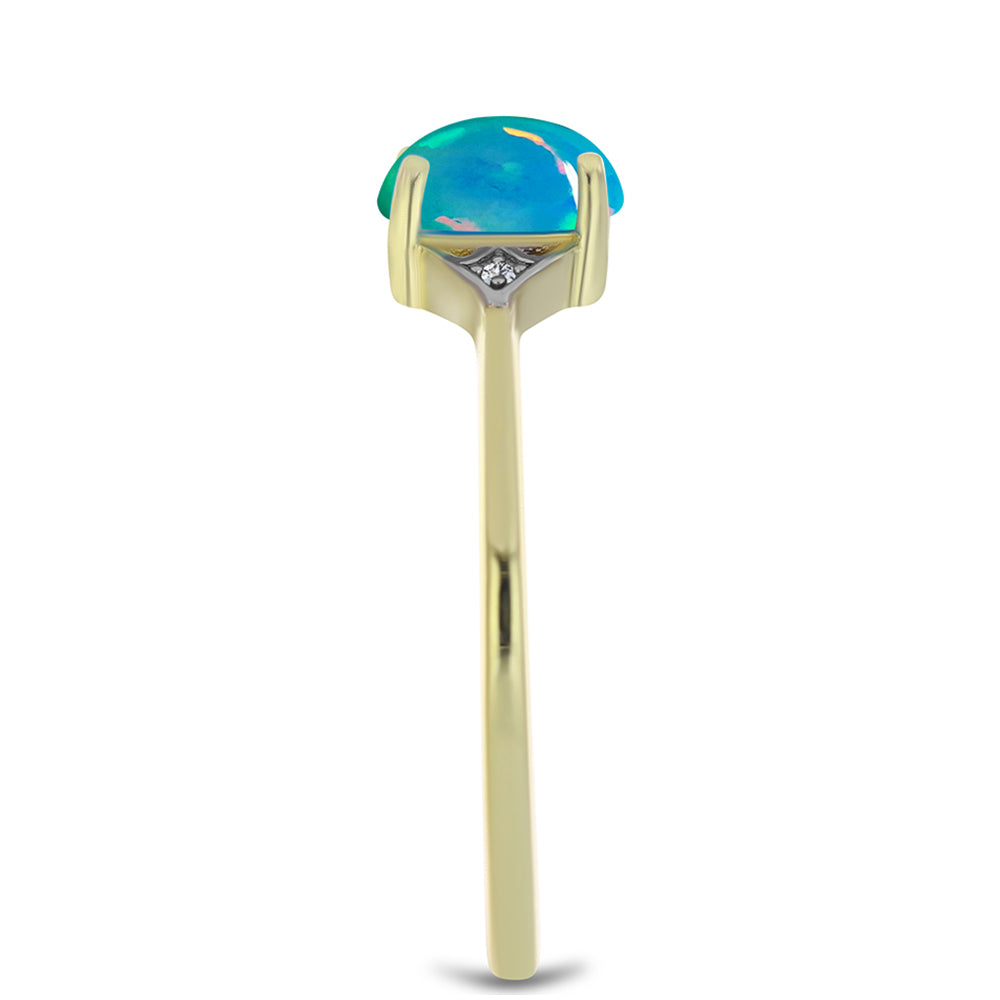 Goldplattierter Silberring mit äthiopischem Paraiba-Blauopal und weißem Topas