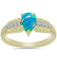 Goldplattierter Silberring mit äthiopischem Paraiba-Blauopal und weißem Topas