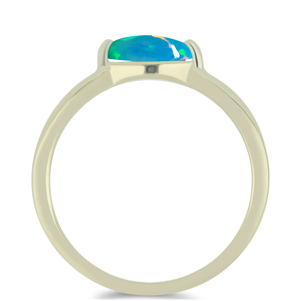 Goldplattierter Silberring mit äthiopischem Paraiba-Blauopal