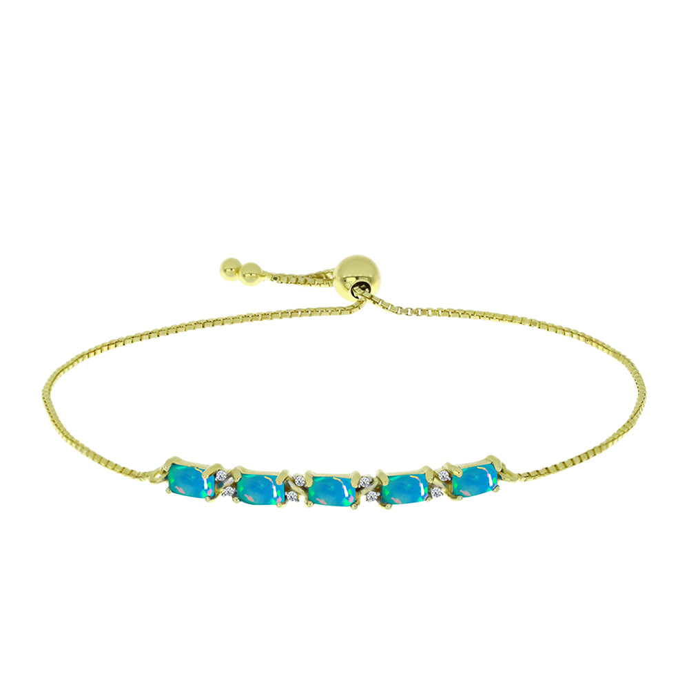 Goldplattiertes Silberarmband mit äthiopischem Paraiba-Blauopal und weißem Topas