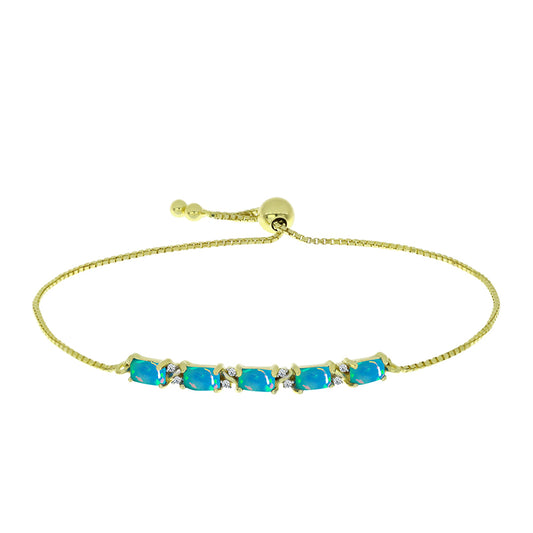 Goldplattiertes Silberarmband mit äthiopischem Paraiba-Blauopal und weißem Topas