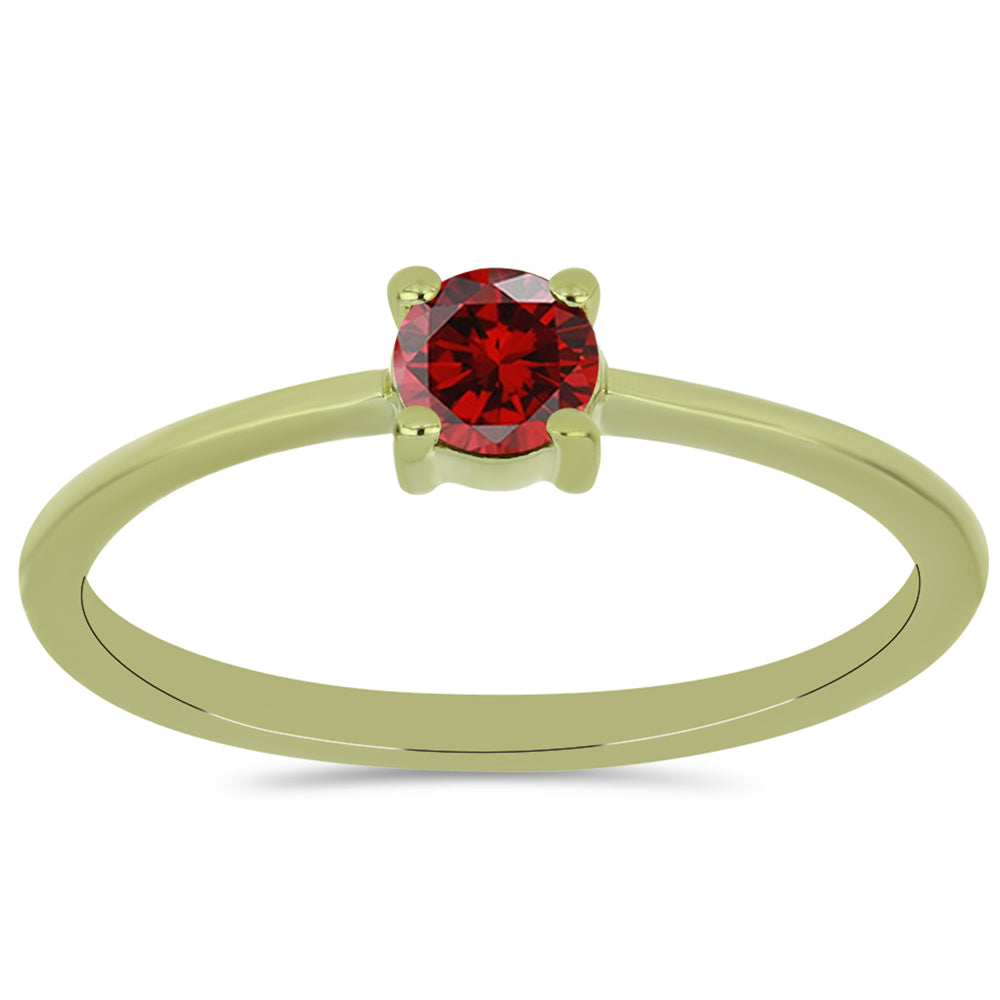 Goldplattierter Silberring mit rotem Diamant 1 