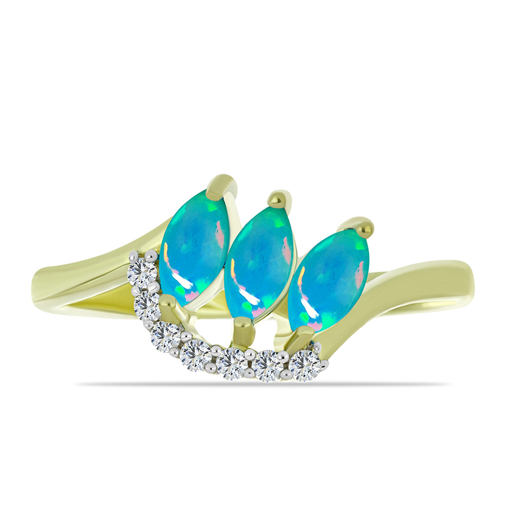 Goldplattierter Silberring mit äthiopischem Paraiba-Blauopal und weißem Topas 1 