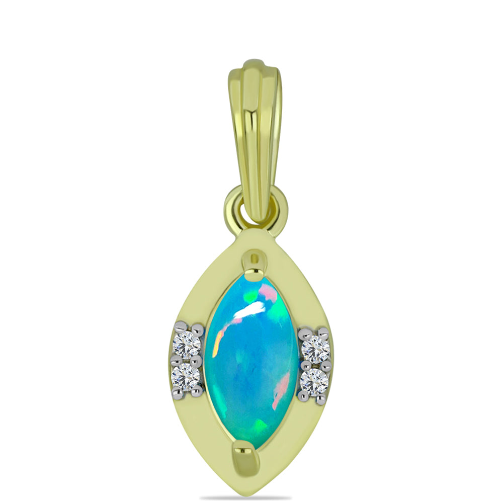 Goldplattierter Silberanhänger mit äthiopischem Paraiba-Blauopal und weißem Topas