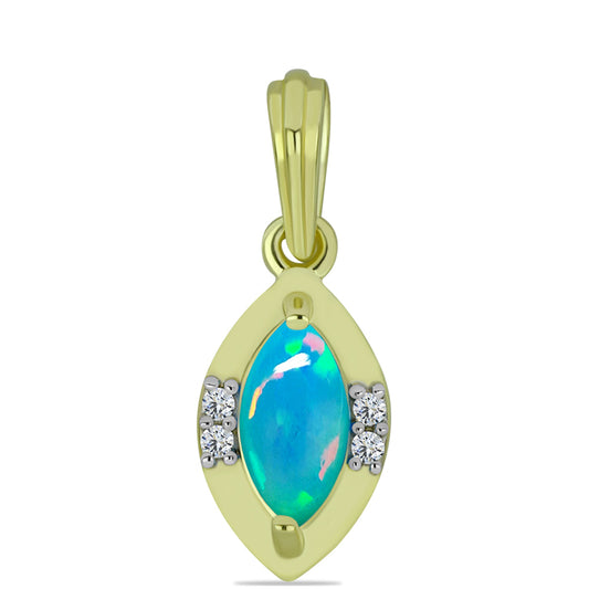 Goldplattierter Silberanhänger mit äthiopischem Paraiba-Blauopal und weißem Topas