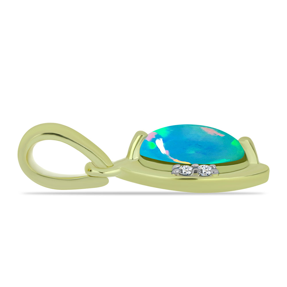 Goldplattierter Silberanhänger mit äthiopischem Paraiba-Blauopal und weißem Topas