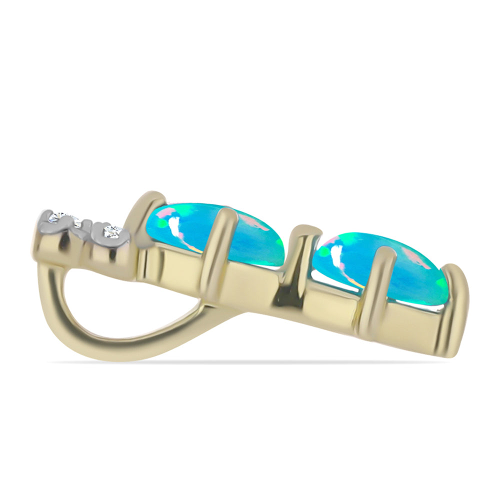 Goldplattierter Silberanhänger mit äthiopischem Paraiba-Blauopal und weißem Topas 2 