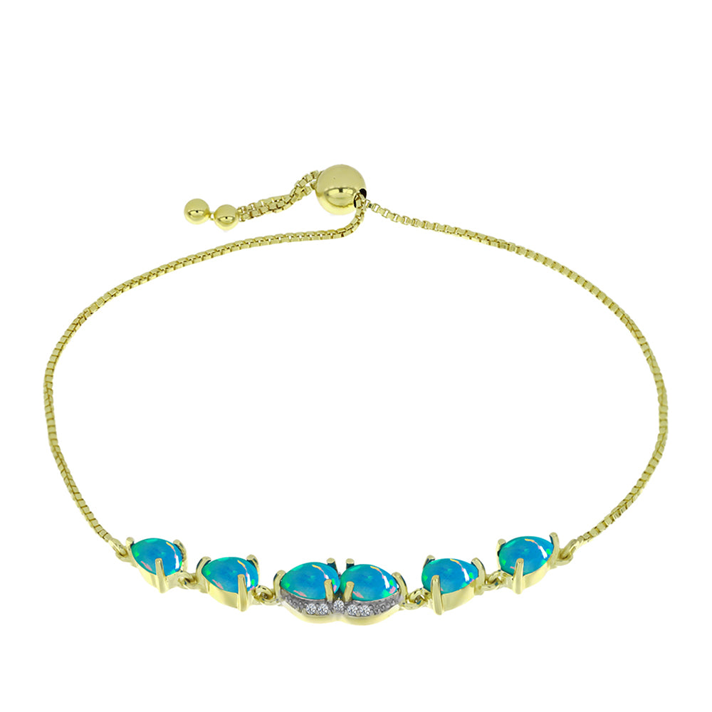 Goldplattiertes Silberarmband mit äthiopischem Paraiba-Blauopal und weißem Topas