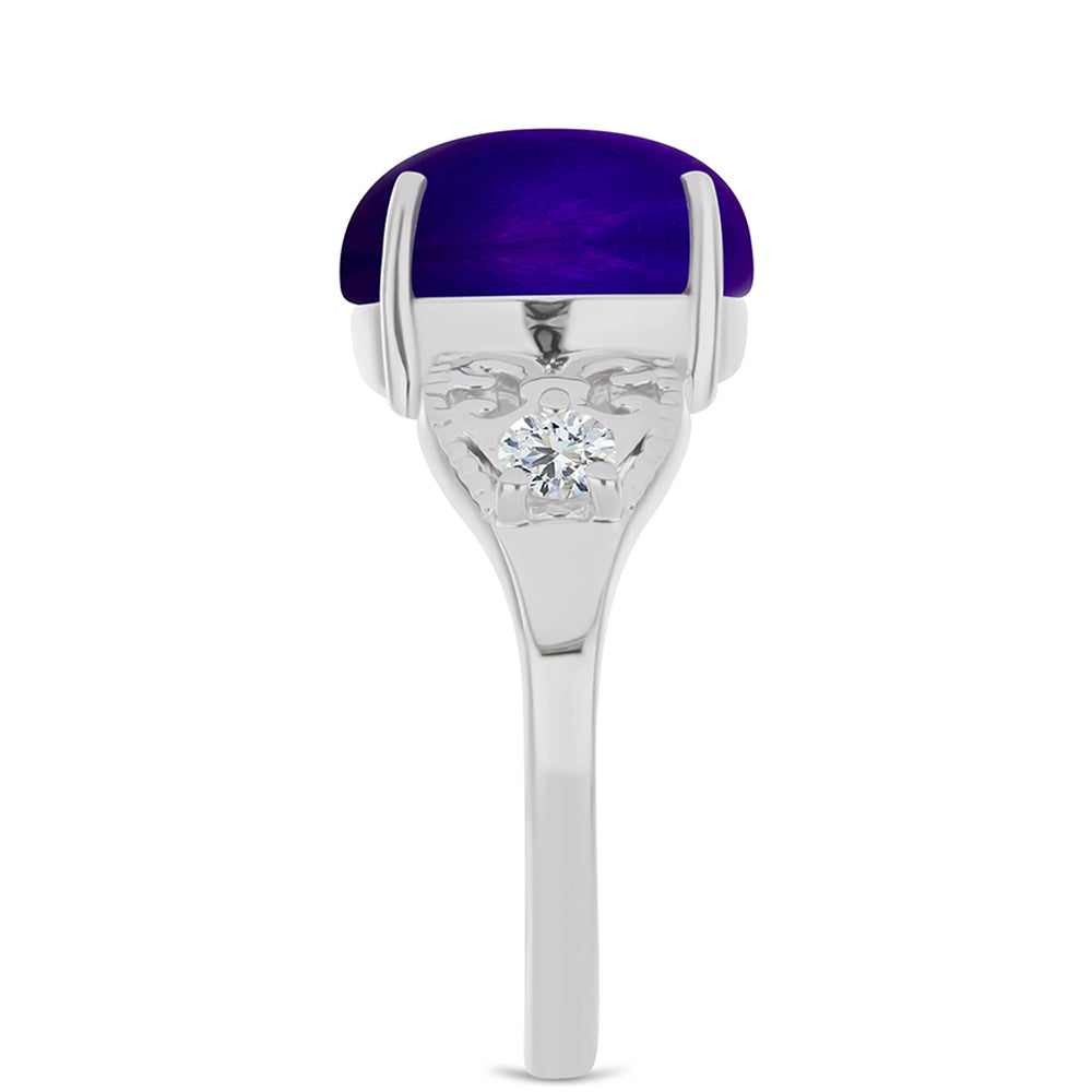 Silberring mit lila Jade und weißem Topas 4 