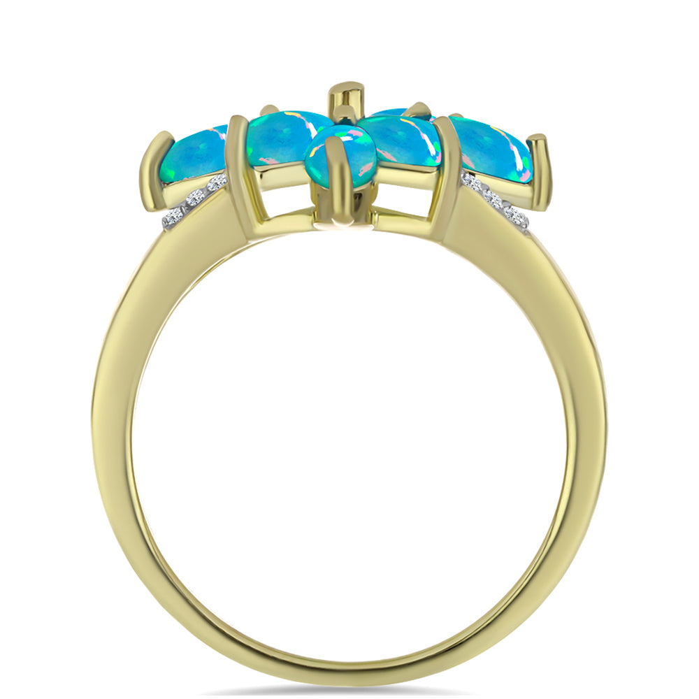 Goldplattierter Silberring mit äthiopischem Paraiba-Blauopal und weißem Topas 2 