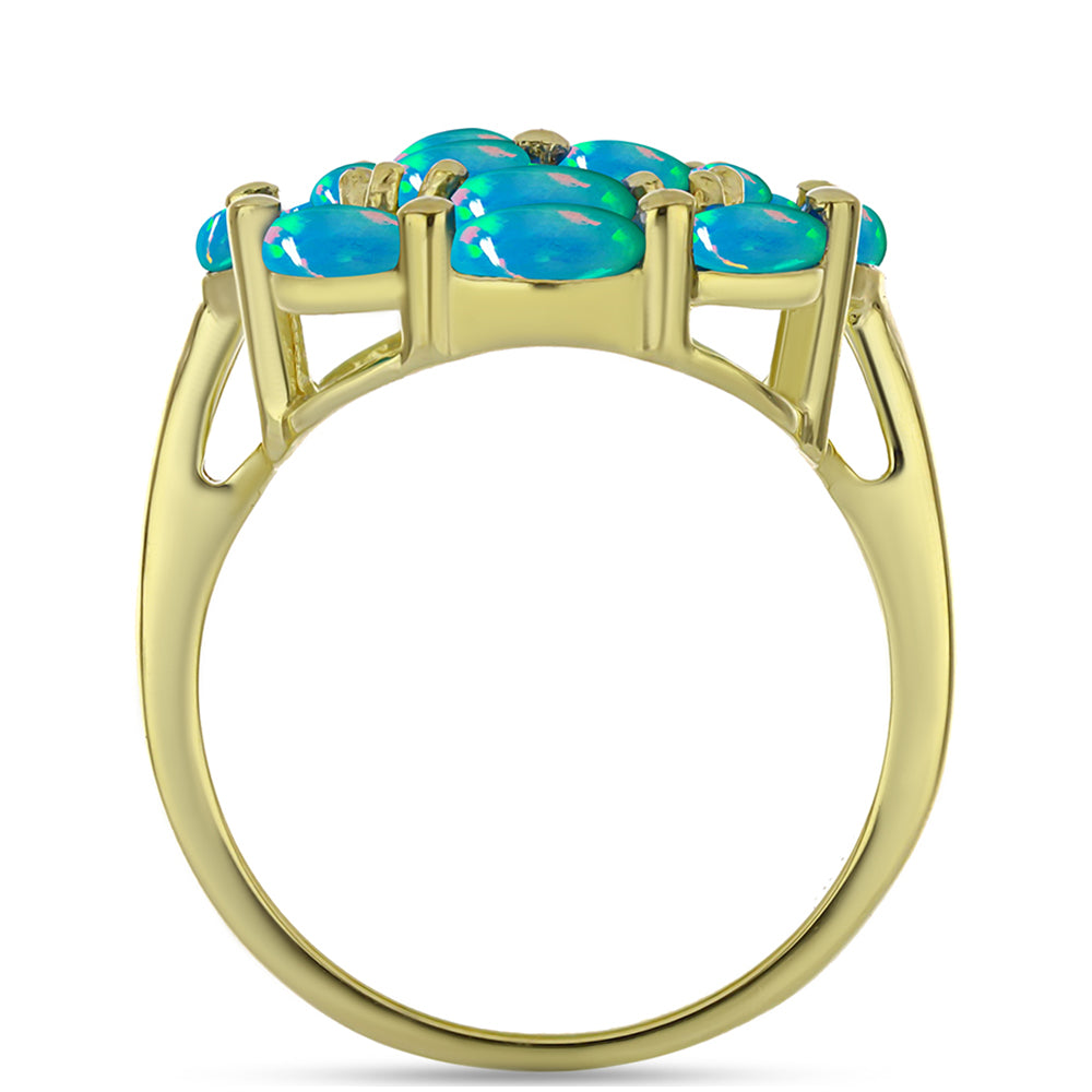 Goldplattierter Silberring mit äthiopischem Paraiba-Blauopal und weißem Topas 2 