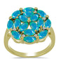 Goldplattierter Silberring mit äthiopischem Paraiba-Blauopal und weißem Topas