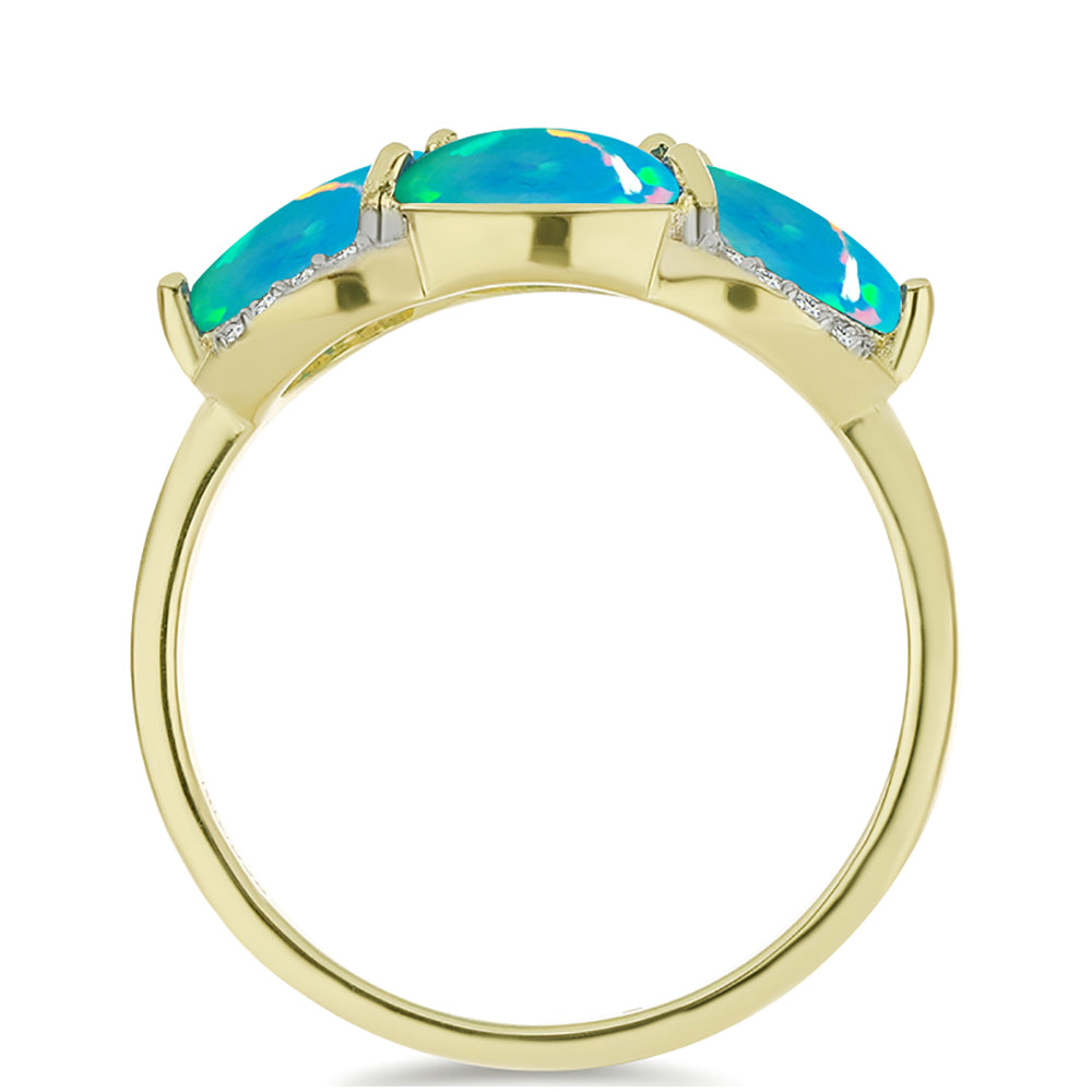 Goldplattierter Silberring mit äthiopischem Paraiba-Blauopal und weißem Topas 2 