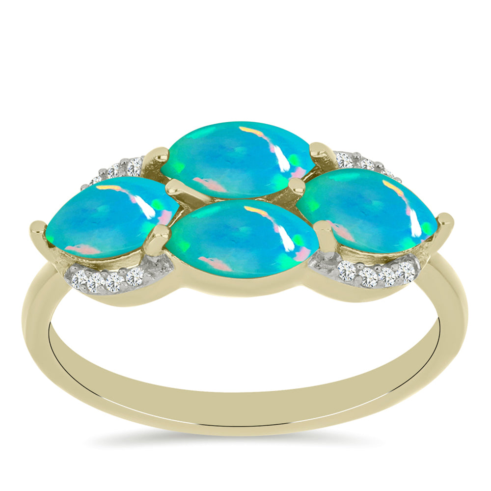 Goldplattierter Silberring mit äthiopischem Paraiba-Blauopal und weißem Topas 3 