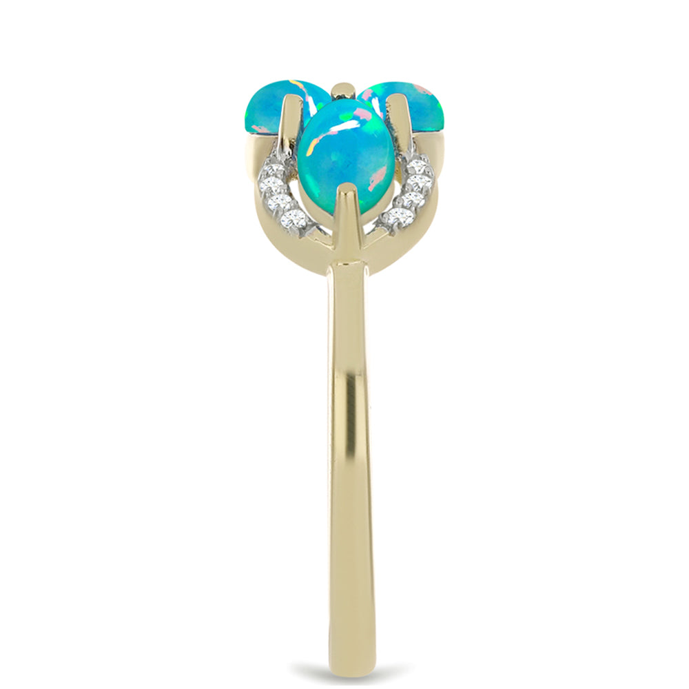 Goldplattierter Silberring mit äthiopischem Paraiba-Blauopal und weißem Topas 4 